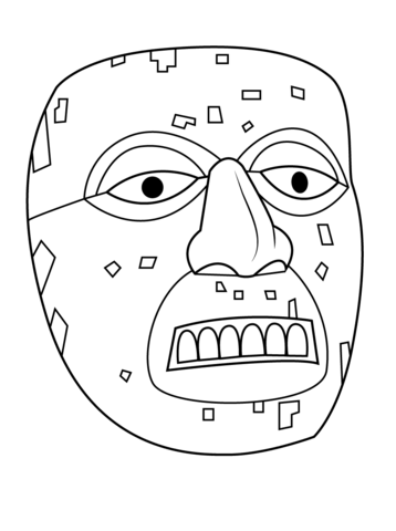 Aztec Mask Of Xiuhtecuhtli Coloring Page